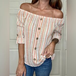Unique Spectrum Off-Shoulder (or not) Striped Blouse